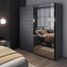 Moderner Kleiderschrank aus dunkler Eiche 2 Schiebespiegeltüren 200x61x210 Saone Verkauf