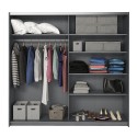 Kleiderschrank Schiebetüren Spiegel 220x61x210 Eiche dunkel Wamin Angebot