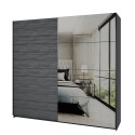Kleiderschrank Schiebetüren Spiegel 220x61x210 Eiche dunkel Wamin Aktion
