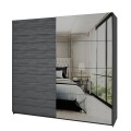 Kleiderschrank Schiebetüren Spiegel 220x61x210 Eiche dunkel Wamin Aktion