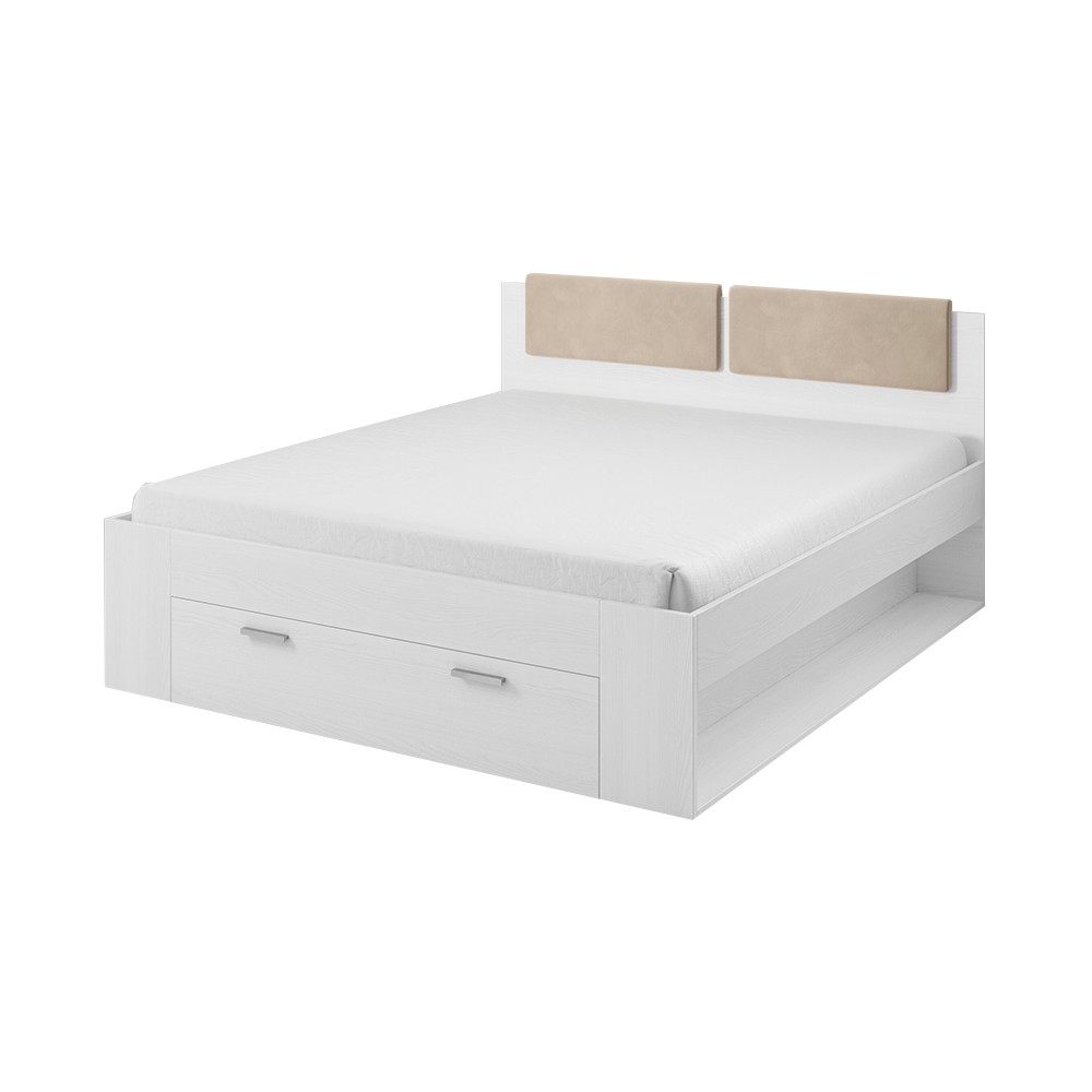 Eiche gebleicht 160x200cm Doppelbett mit Stauraum Lamonthe