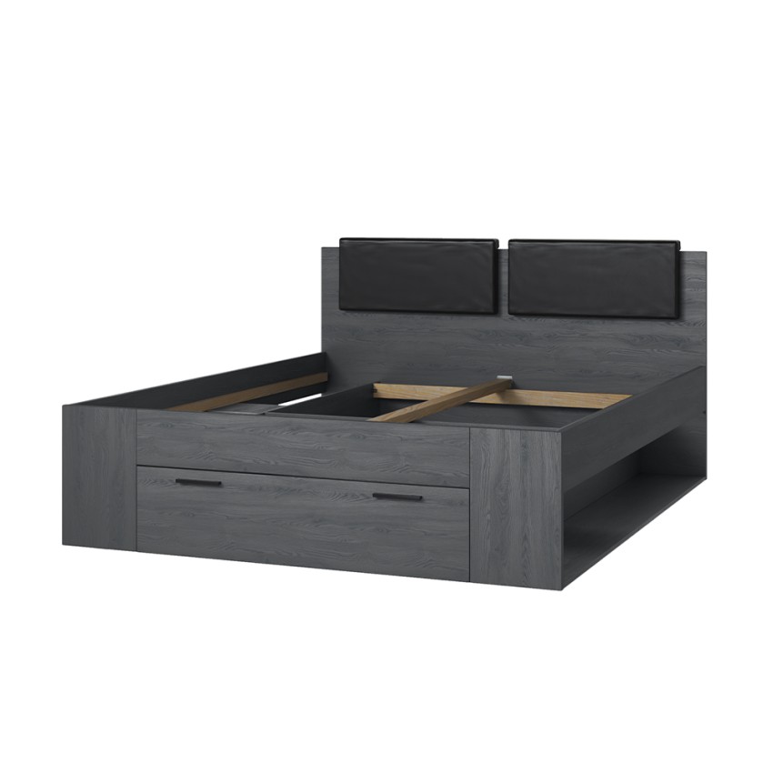 Doppelbett mit Lattenrost 160x200 Eiche dunkel Tiara Aktion Doppelbett mit Lattenrost 160x200 Eiche dunkel Tiara Aktion