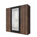 Kleiderschrank 4 Türen Spiegel Eiche dunkel 228x57x214 Hutton Verkauf