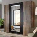 Kleiderschrank 4 Türen Spiegel Eiche dunkel 228x57x214 Hutton Aktion