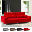 2 3-sitzige Schlafsofas mit verstellbarer Rückenlehne und Doppelkissen Quarzo Fertigbett Modell