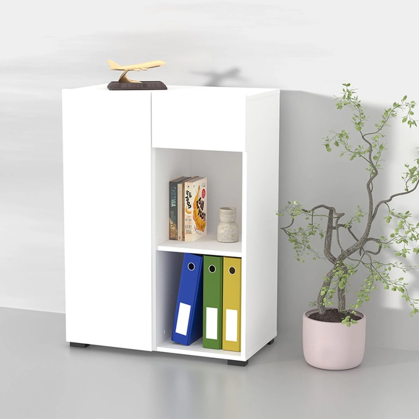 Weißes Büro niedriges Bücherregal Tür Schublade Regal 65x35x89cm Maelis Aktion Weißes Büro niedriges Bücherregal Tür Schublade Regal 65x35x89cm Maelis Aktion