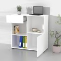 Büro Bücherregal niedrige Schublade Tür 2 Einlegeböden weiß 90x35x89cm Habren Sales
