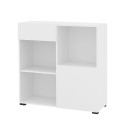 Büro Bücherregal niedrige Schublade Tür 2 Einlegeböden weiß 90x35x89cm Habren Verkauf