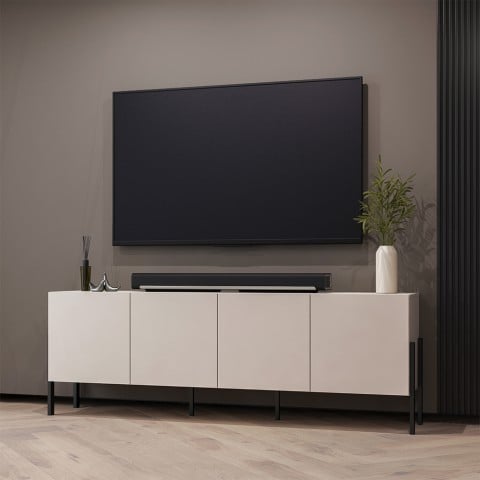 Wohnzimmer TV-Schrank 4 Türen beige modernes Design 200x40x69cm Givre Aktion