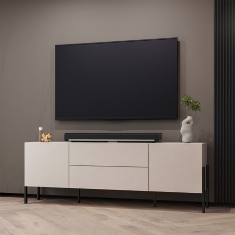 TV-Schrank 2 Türen 2 Schubladen minimalistischer Stil modernes Design beige Kaylus Aktion