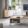 Moderne Küchenanrichte 120cm Holz Eiche Tür 3 Schubladen weiß Gwen Verkauf