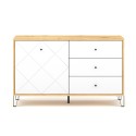 Moderne Küchenanrichte 120cm Holz Eiche Tür 3 Schubladen weiß Gwen Angebot