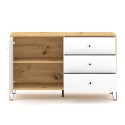 Moderne Küchenanrichte 120cm Holz Eiche Tür 3 Schubladen weiß Gwen Rabatte