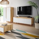 Moderner skandinavischer 140cm Holz-TV-Schrank 3 Türen matt weiß Muriel Verkauf