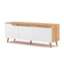 Moderner skandinavischer 140cm Holz-TV-Schrank 3 Türen matt weiß Muriel Angebot