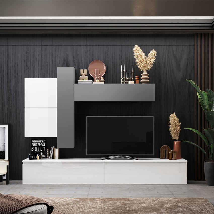 Grau-weißes Design Zeitgenössischer TV-Wandschrank Infinity 07 Aktion