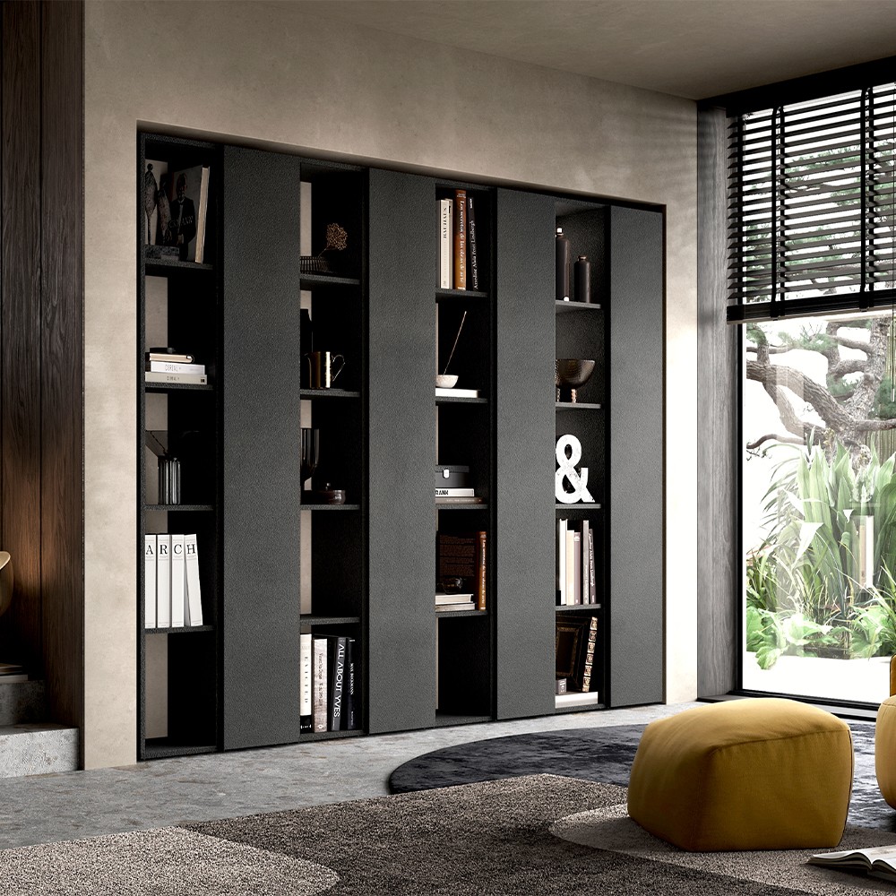 Offenes Wandbuchregal Wohnzimmer modernes Design schwarz Infinity 11