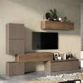 Moderne TV-Wohnwand hängende Möbel Holz grau schwarz Infinity 16 Aktion