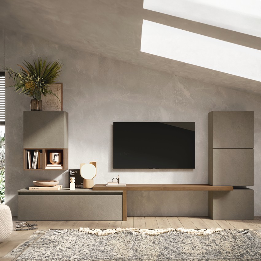Moderner Design-Wohnzimmer-TV-Wandschrank grau schwarz Infinity 18 Aktion Moderner Design-Wohnzimmer-TV-Wandschrank grau schwarz Infinity 18 Aktion