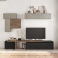 Moderne Wohnwand TV Holz Schwarz Hängemöbel Grau Infinity 34 Aktion