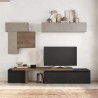 Moderne Wohnwand TV Holz Schwarz Hängemöbel Grau Infinity 34 Aktion