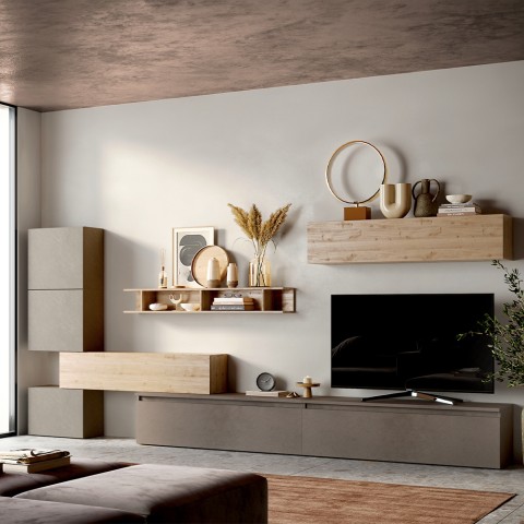 Moderne Wohnwand Hängemöbel aus Holz Infinity 37 Aktion