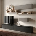 Moderne graue Wohnwand mit Holzregalen Infinity 39 Verkauf