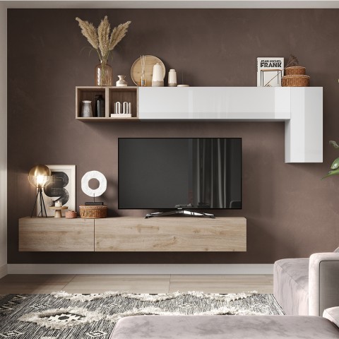 Moderne hängende TV-Wandhalterung aus Holz Infinity 41 Aktion