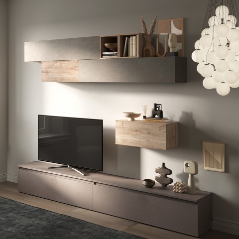 Moderne Wohnwand TV-Schrank Hängemöbel Holz Infinity 42 Aktion