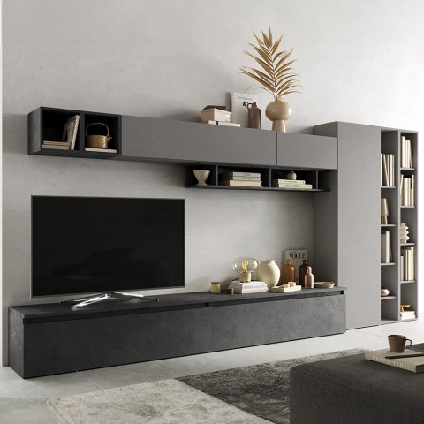 Moderne graue Wohnwand TV-Regal mit hängenden Möbeln Infinity 43 Aktion