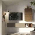 Moderne Wohnwand mit Holz-TV-Halterung und Hängemöbeln Infinity 47 Aktion