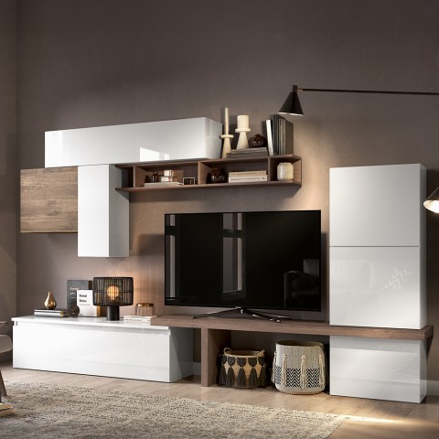 TV-Wandhalterung Holz, hängende Möbel, Schwarz-Weiß, Infinity 46 Aktion