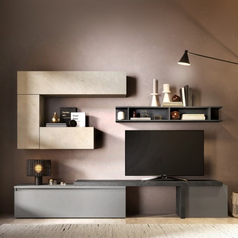 Moderne TV-Wandhalterung grau, hängende Möbel weiß Infinity 40 Aktion