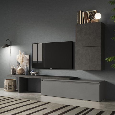Moderne Wohnzimmer-Wandhalterung TV-Möbel hängend grau Infinity 52 Aktion