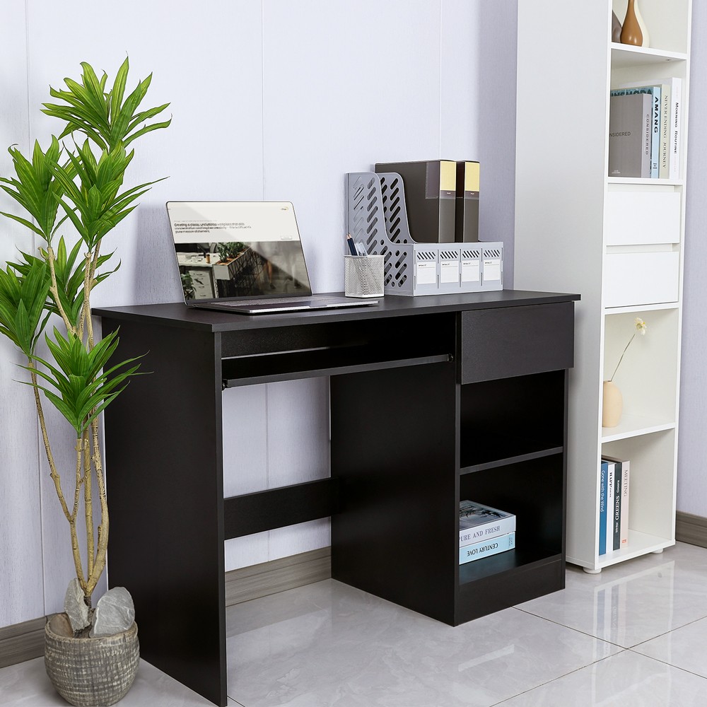 Schwarzer platzsparender Bürotisch Raum Elphin Dark