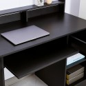Schwarzer platzsparender Büroschreibtisch mit Schublade und Aufsatz Drums Dark Rabatte