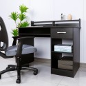 Schwarzer platzsparender Büroschreibtisch mit Schublade und Aufsatz Drums Dark Sales
