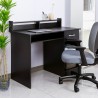 Schwarzer platzsparender Büroschreibtisch mit Schublade und Aufsatz Drums Dark Angebot
