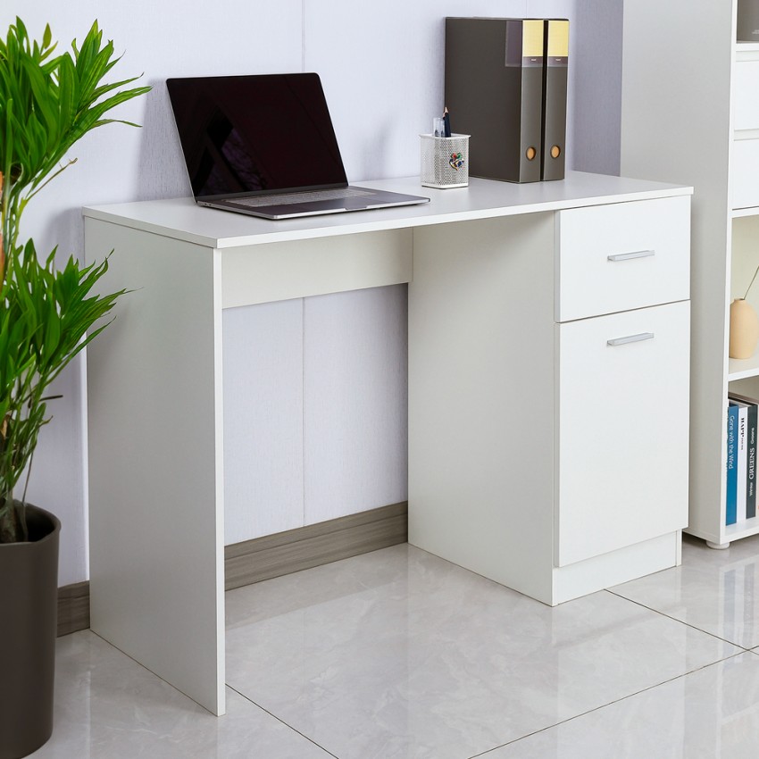 Weisser platzsparender moderner Bürotisch mit Schubladentür 110x45x77cm Lythes Aktion Weisser platzsparender moderner Bürotisch mit Schubladentür 110x45x77cm Lythes Aktion