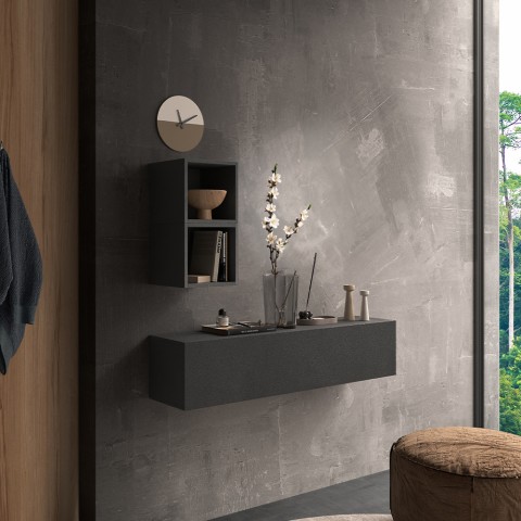 Antrazitfarbenes, schwebendes Eingangsmodul im minimalistischen Design mit Tür Infinity 59 Aktion