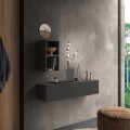 Antrazitfarbenes, schwebendes Eingangsmodul im minimalistischen Design mit Tür Infinity 59 Aktion