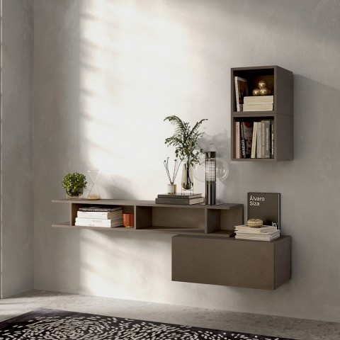 Moderner wandmontierter Flurhänger Infinity 61, platzsparend, aus grauem Holz Aktion