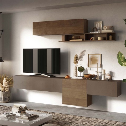 Moderne hängende TV-Wand mit Holzregal Fantasy 02 Aktion