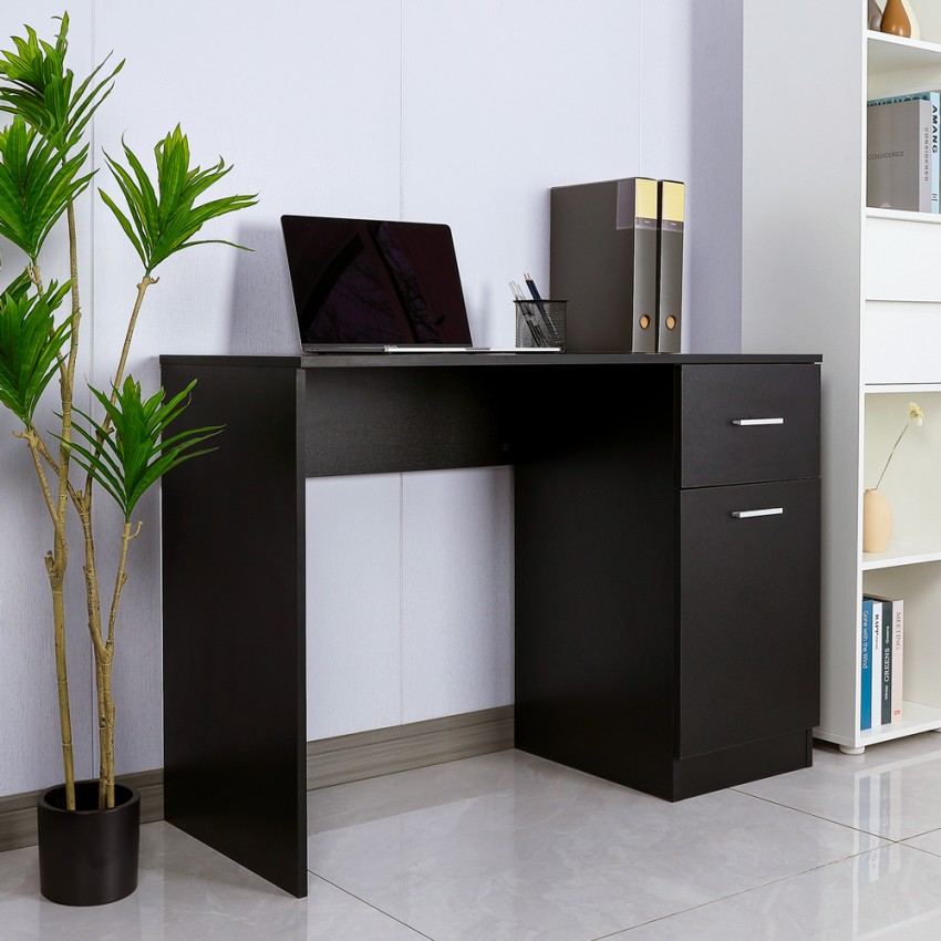 Moderner schwarzer platzsparender Büroschreibtisch mit Tür und Schublade Lythes Dark Aktion Moderner schwarzer platzsparender Büroschreibtisch mit Tür und Schublade Lythes Dark Aktion