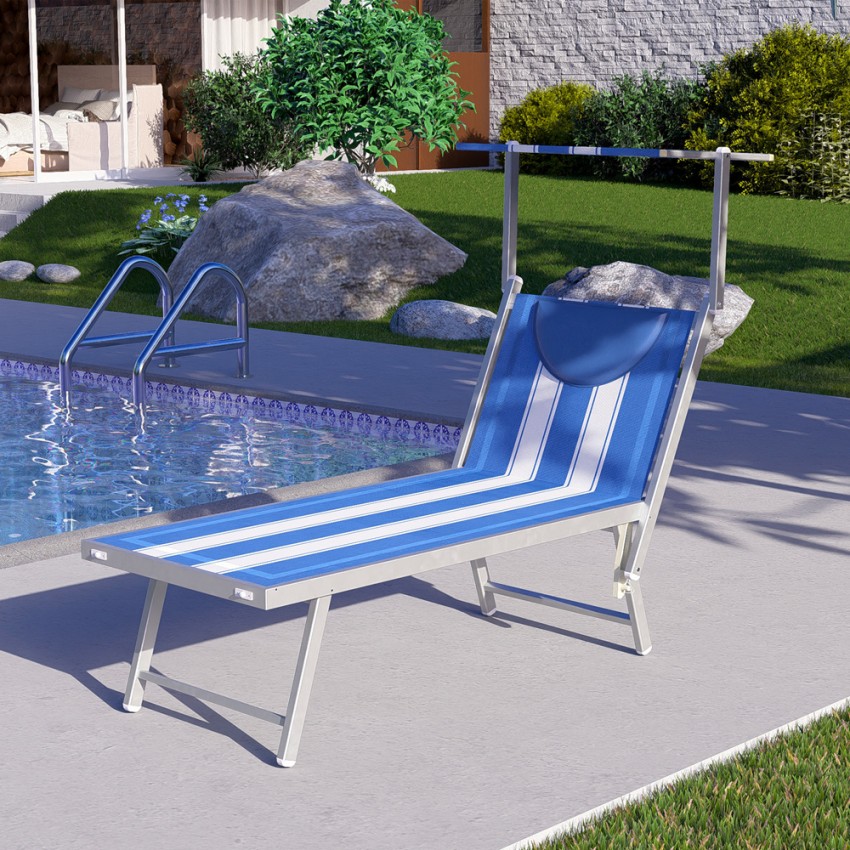 Strandliege Meer Strand Professionell Aluminium Santorini Stripes