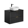 Bad-/Hängeschrank 80x46cm Schwarz Schubladen Waschbecken Adel Black Verkauf