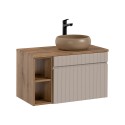 Beige Schubladen Wandwaschtisch Badschrank Coast 80N Aktion