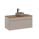 Wandmontiertes rundes beige Waschbecken 100x46 Coast 100 Verkauf