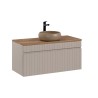 Wandmontiertes rundes beige Waschbecken 100x46 Coast 100 Verkauf