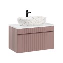 Rosa und weißer wandhängender Badezimmerschrank 80x46 Waschtisch Lili 80 Verkauf